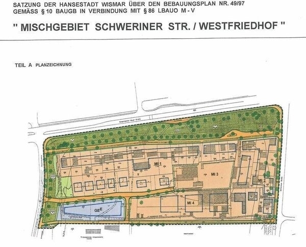 Bild vergr&ouml;&szlig;ern: 49/97 Wohn- und Mischgebiet Schweriner Straße / Westfriedhof