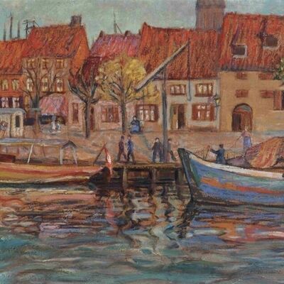 Bild vergr&ouml;&szlig;ern: Alter Hafen von 1912, Ölgemälde von Sella Hasse