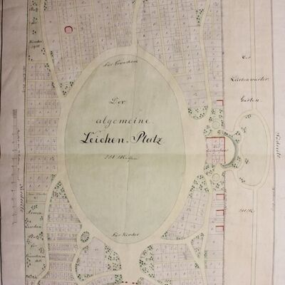 Bild vergr&ouml;&szlig;ern: Karte des Friedhofs um 1837 von I.G. Borgwardt