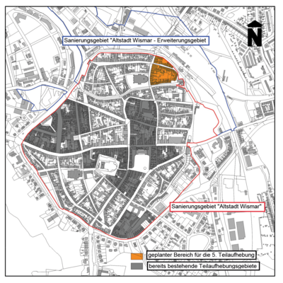 Lageplan - Information für Grundstückseigentümer im Sanierungsgebiet „Altstadt Wismar“ und „Altstadt Wismar-Erweiterungsgebiet“ zur Erhebung des Ausgleichsbetrages gemäß § 154 BauGB