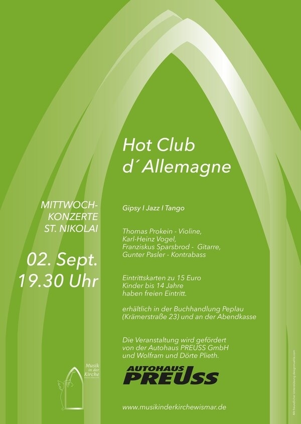Hot Club d´ Allemagne - "Mittwochkonzerte in St. Nikolai"