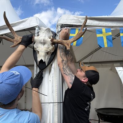 Bild vergr&ouml;&szlig;ern: Schweden-Stand auf dem Marktplatz.
