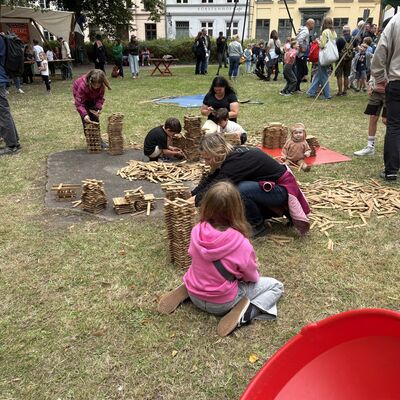 Bild vergr&ouml;&szlig;ern: Kinderschwedenfest vor dem Fürstenhof.