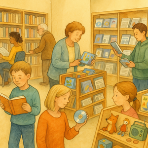 Bild vergr&ouml;&szlig;ern: Bild Wofür ist die Stadt-Bibliothek da © KI-generiert (OpenAI / ChatGPT), symbolische Darstellung