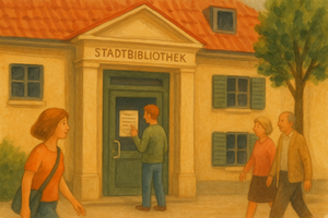 Bild vergr&ouml;&szlig;ern: Wann ist die Stadtbibliothek geöffnet, © KI-generiert (OpenAI / ChatGPT), symbolische Darstellung