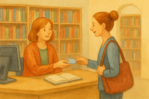 Bild vergr&ouml;&szlig;ern: Wie bekomme ich eine Bibliothekskarte, © KI-generiert (OpenAI / ChatGPT), symbolische Darstellung