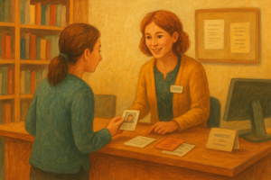 Bild vergr&ouml;&szlig;ern: Wo Sie die Bibliothekskarte bekommen, © KI-generiert (OpenAI / ChatGPT), symbolische Darstellung
