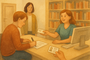 Bild vergr&ouml;&szlig;ern: Unterschrift bei der Anmeldung, © KI-generiert (OpenAI / ChatGPT), symbolische Darstellung