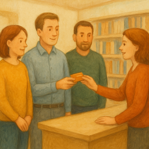 Bild vergr&ouml;&szlig;ern: Bibliothekskarte für Organisationen, © KI-generiert (OpenAI / ChatGPT), symbolische Darstellung