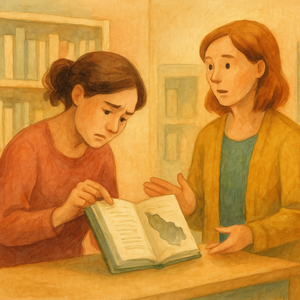 Bild vergr&ouml;&szlig;ern: Medien vor dem Ausleihen prüfen, © KI-generiert (OpenAI / ChatGPT), symbolische Darstellung