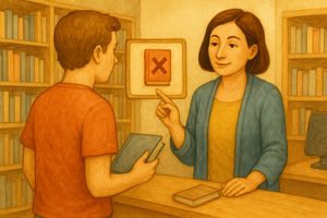 Bild vergr&ouml;&szlig;ern: Einige Medien können Sie nicht ausleihen, © KI-generiert (OpenAI / ChatGPT), symbolische Darstellung