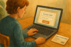 Bild vergr&ouml;&szlig;ern: Anmeldung auf der Internet-Seite, © KI-generiert (OpenAI / ChatGPT), symbolische Darstellung