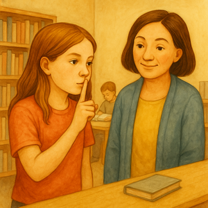 Bild vergr&ouml;&szlig;ern: Wie muss ich mich in der Stadtbibliothek verhalten?, © KI-generiert (OpenAI / ChatGPT), symbolische Darstellung