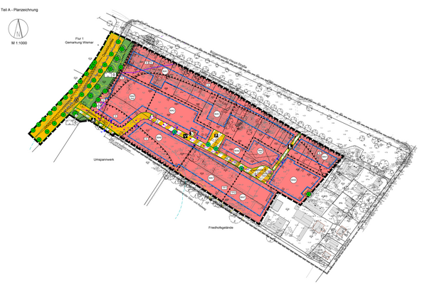 Bild vergr&ouml;&szlig;ern: Bebauungsplan Nr. 49/97 „Wohngebiet Schweriner Straße / Westfriedhof“, 1. Änderung